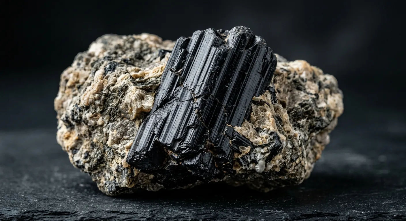 Raw unadulterated Black Tourmaline specimen showing jagged contact points